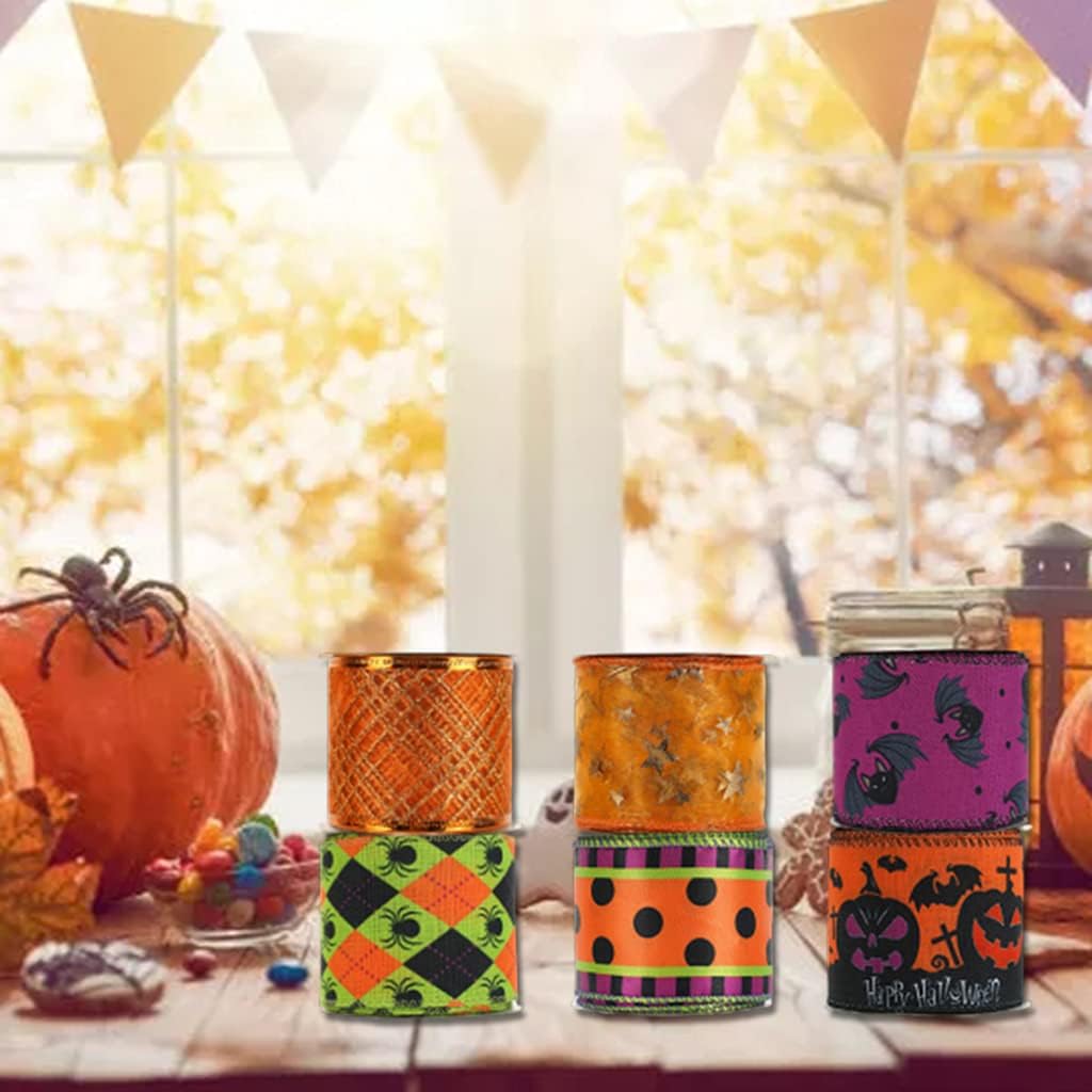 Hair Bows Ribbon Halloween Pumpkins Ribbon Printed Grosgrain Ribbons Ribbon Gift Wrapping Hair Ribbon Handmade