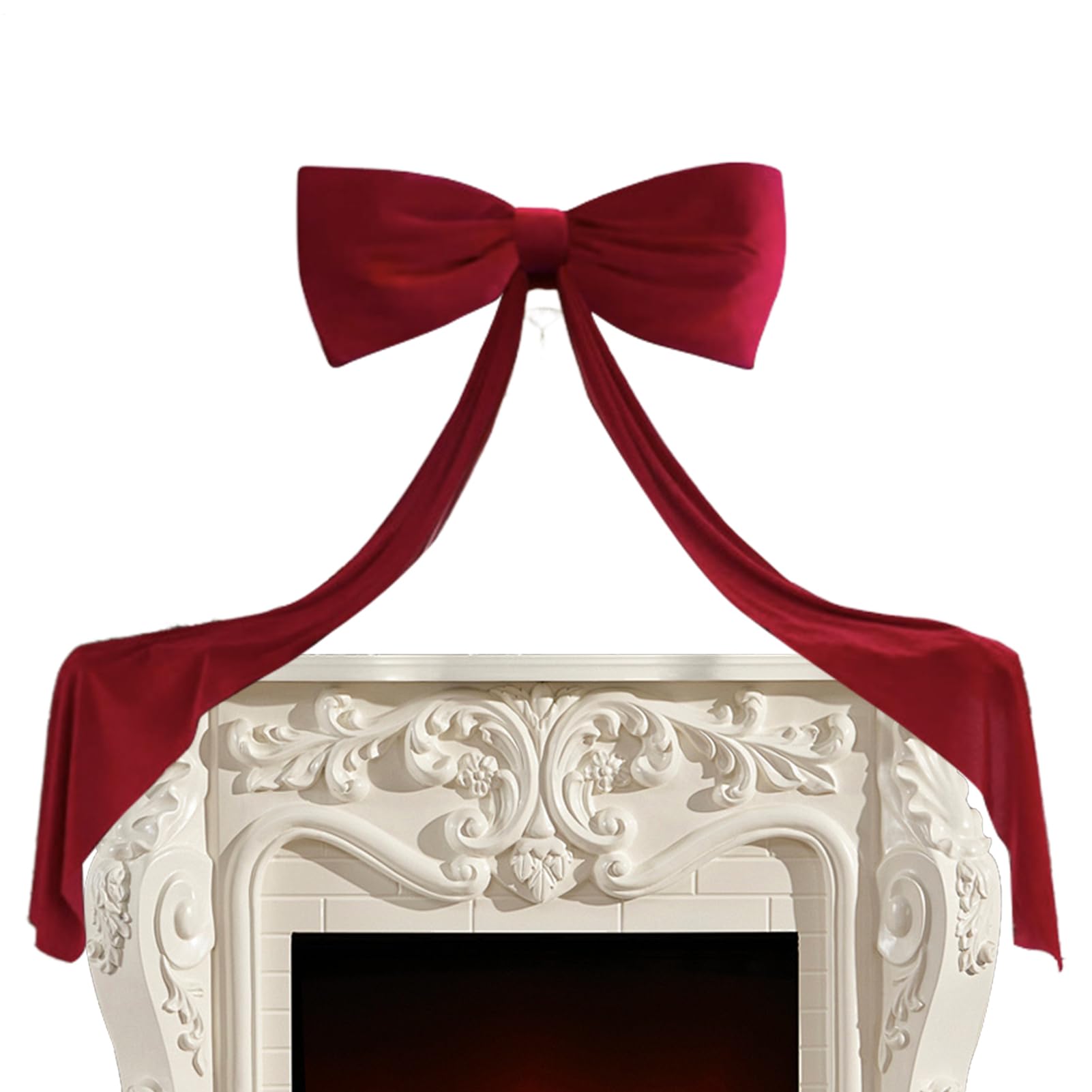 Decoración de árbol de Navidad grande de terciopelo de 179,8 cm para chimenea y pared