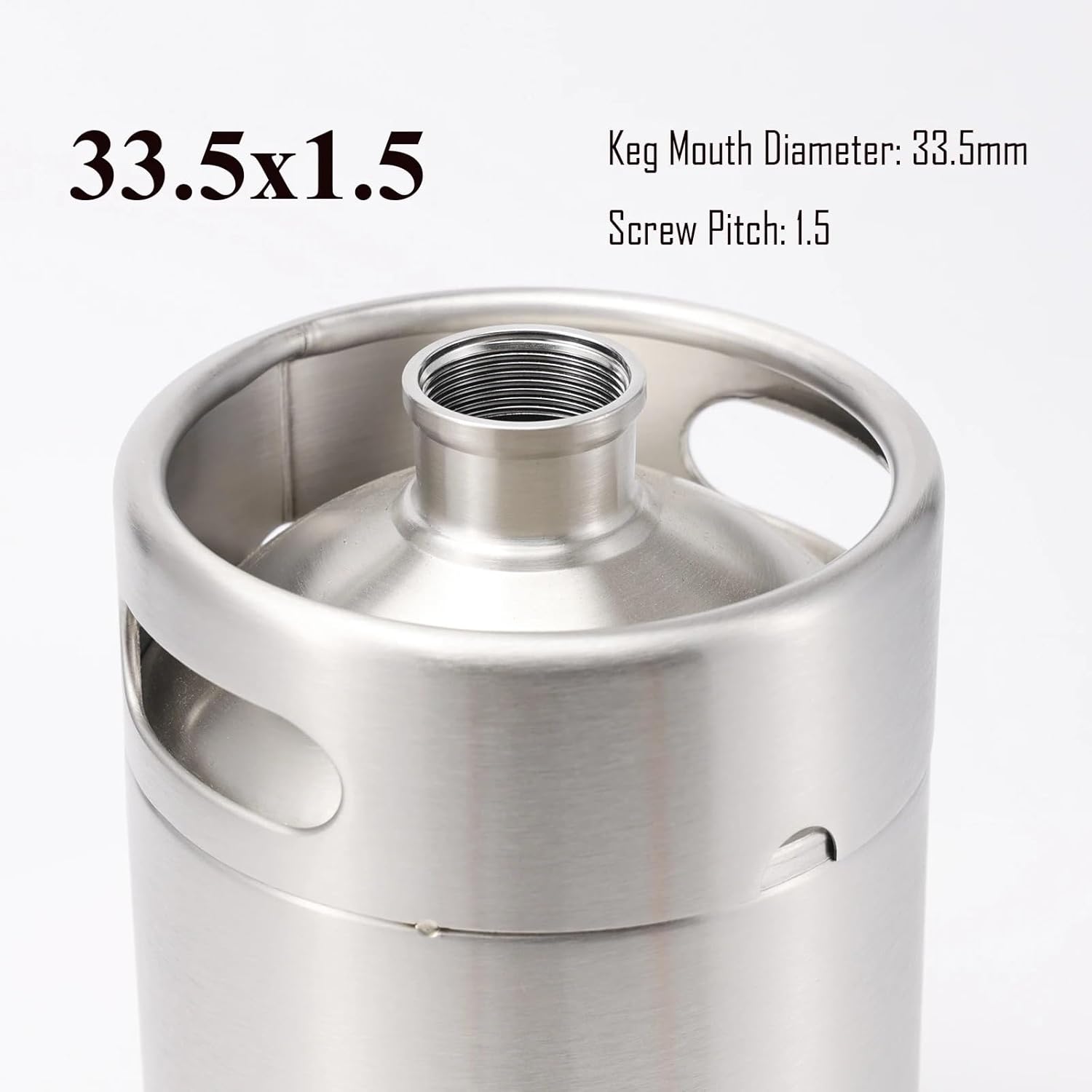 Mini Keg with Ball Lock Spear Carbonating Cap 2/4/5L Stainless Steel 304 Single Wall Portable Picnic Barrels Homebrew Beer Keg(2L Double Ball Lock)