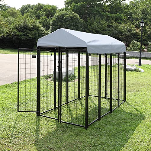 JAXPETY Large Dog Uptown Welded Wire Kennel Outdoor Pen Outside Exercise Crate Pet Wire Cage w/ Roof - Image 4