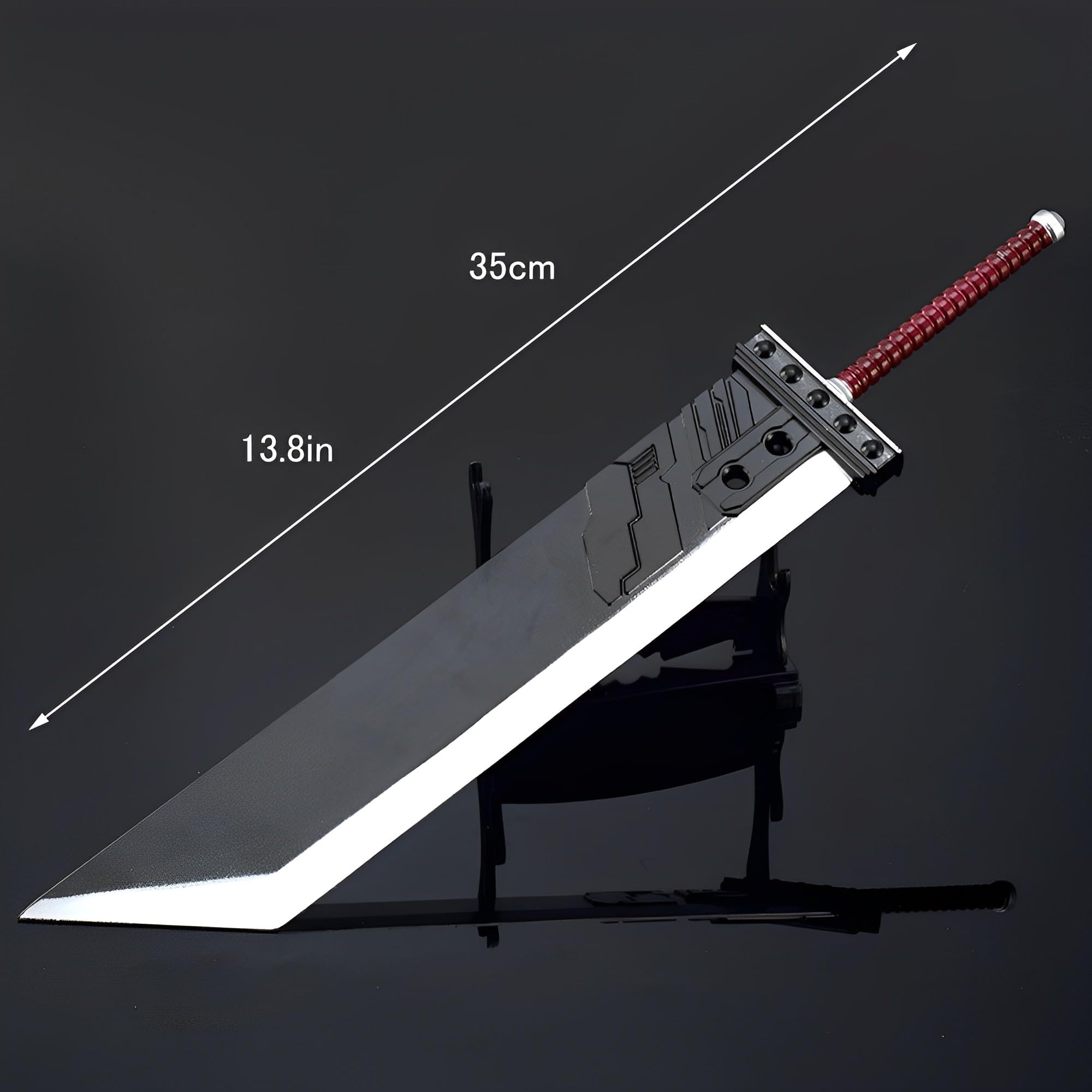 Modelo de Espada Larga, Modelo de Espada Gigante Buster, Longitud: 35 cm, Totalmente metálico, con Soporte exhibición(Black)
