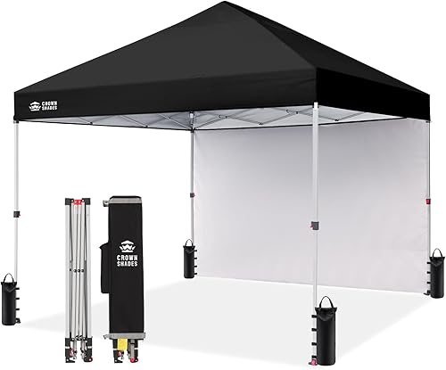 CROWN SHADES - Toldo desplegable de 8 x 8 pies con 1 pared lateral, tienda de campaña de playa que se arma con solo presionar un botón, glorieta