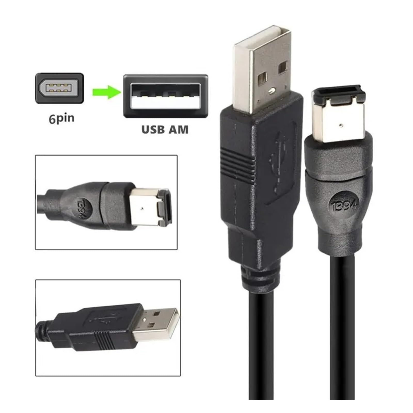 Firewire 400 1394 Câble USB AM vers 6P vers carte son 3 m