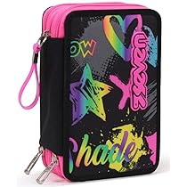 Seven Astuccio Scuola 3 Zip, Nero Fucsia, Iridescent, Portapenne Triplo Scomparto Accessoriato Con Penne, Matite e Colori, Accessori Scuola, Accessori Zaino, Scuola & Tempo libero, Bambina Ragazza