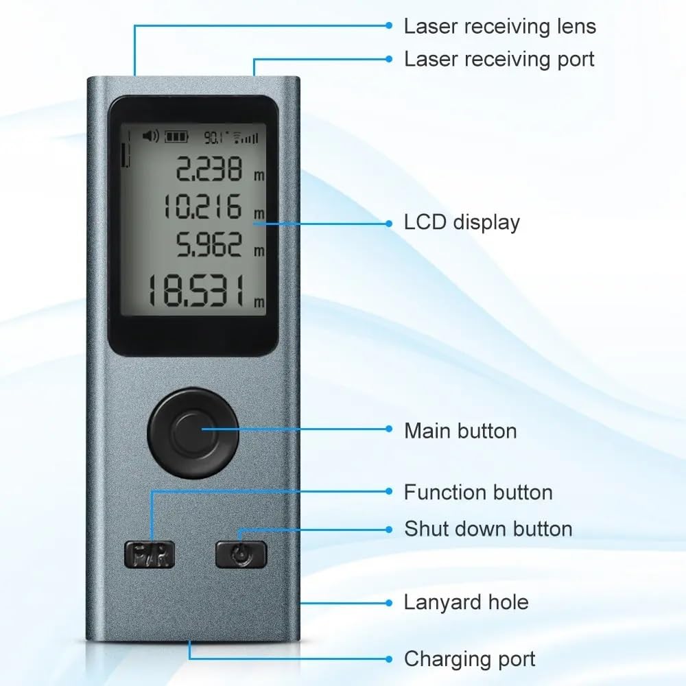 Mini télémètre Laser 30M 50M, ruban à mesurer numérique, règle Laser, Charge USB, mesure du Fuselage en alliage d'aluminium(30m)