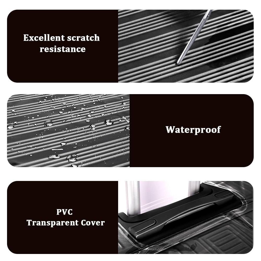 Housse de Protection Transparente en PVC pour Valise de .16 x 9.33 x 17.72cm (5) cm Imperméable Transparente Argentée Épaisse Accessoire pour Valise à roulettes
