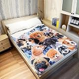 Zomer Kuscheldecke Flauschig Decke 150x200 cm Wohndecke Couchdecke Mikrofaser Sofaüberwurf Tagesdecke weiche warme Sofadecke mit Hunde Motiv