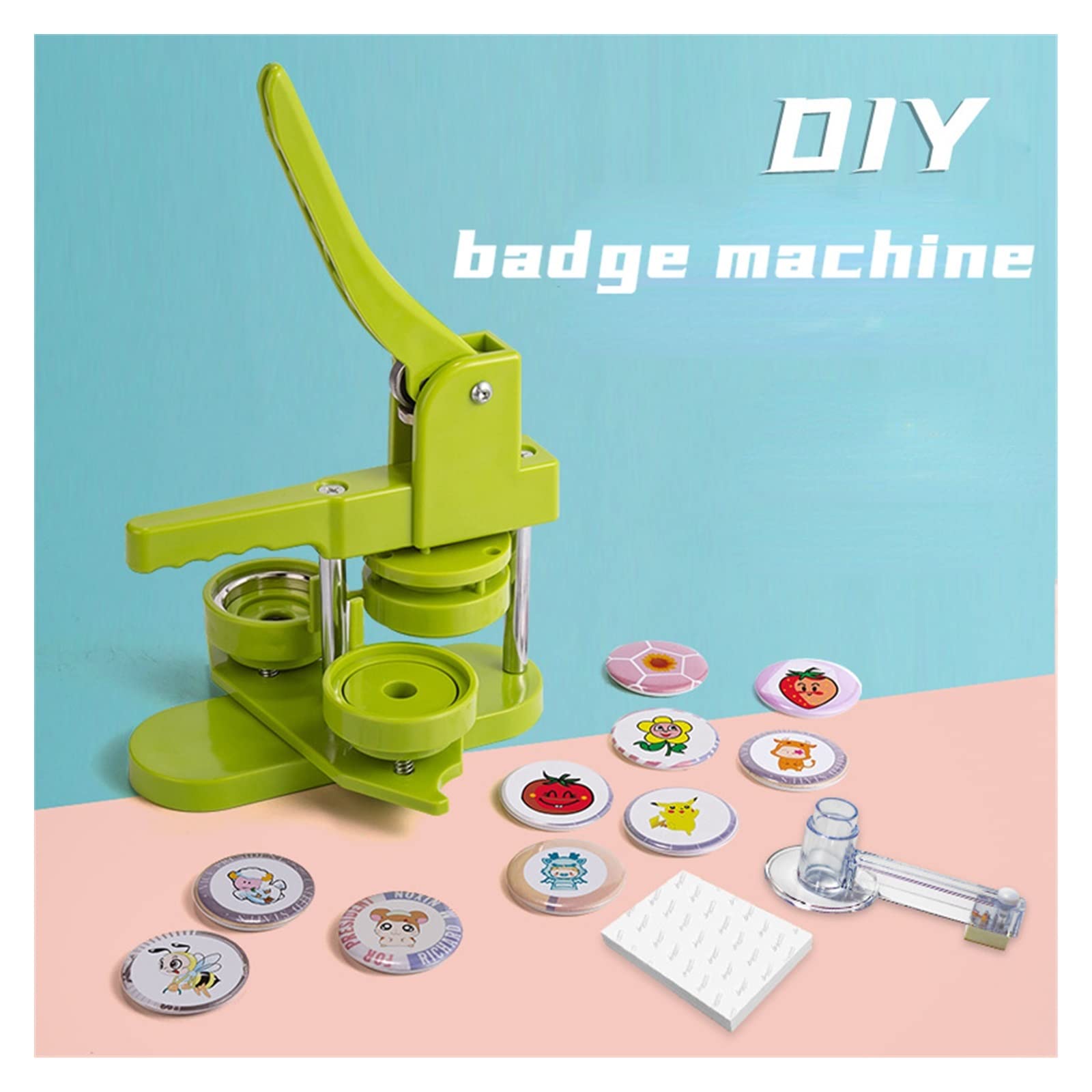 Twórca guzików, Maszyna Do Robienia Guzików Różne Rozmiary Bezmontażowa Prasa Plakietek DIY Z Częściami Akcesoria Wycinania Kółek, na prezent Pin Maker(32mm Package)