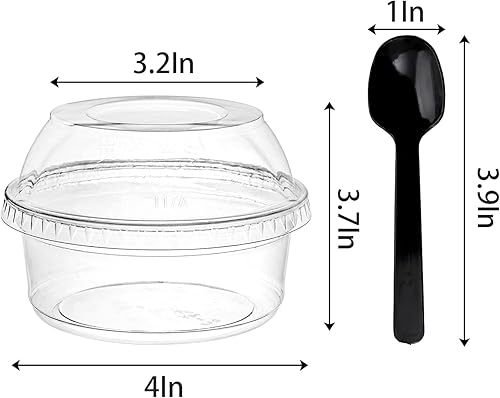 Miniatura 2 de WUWEOT Paquete de 50 vasos de postre de plástico, cuencos de postre PET transparentes de 12 onzas, tazas de parfait desechables con tapa (sin