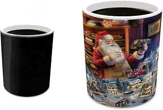 Morphing Mugs Thomas Kinkade – Lionel - Santa's Final Touch, A Lionel Legacy – 11 oz Heat Sensitive Mug – Ceramic Color Changing Coffee Tea Mug