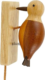 Woodpecker Doorbell, Handmade Wooden Self-Adhesive Woodpecker Door Knocker, Vintage Bird Door Chime Stress Reliever Accessory for Room Door Home Farmhouse Decor