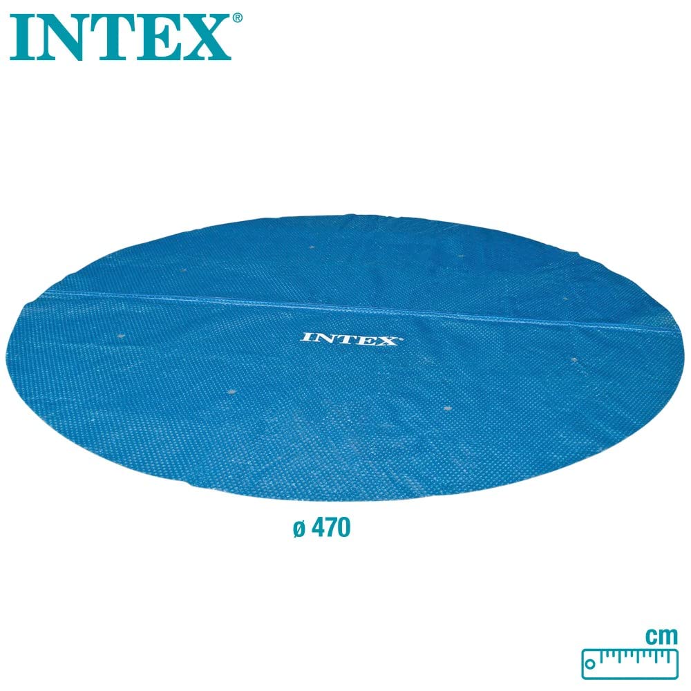 Intex 28014 - Solarabdeckplane, Abdeckung mit thermischer Isolierung für Runde Easy Set/Frame Pools, Polyethylen, Blau, ⌀ 488 cm