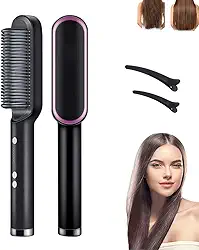 Escova Secadora 3 em 1 Profissional Alisa, Seca e Modela Cabelos | Pente Elétrico Unissex com Íons Quentes/Frios