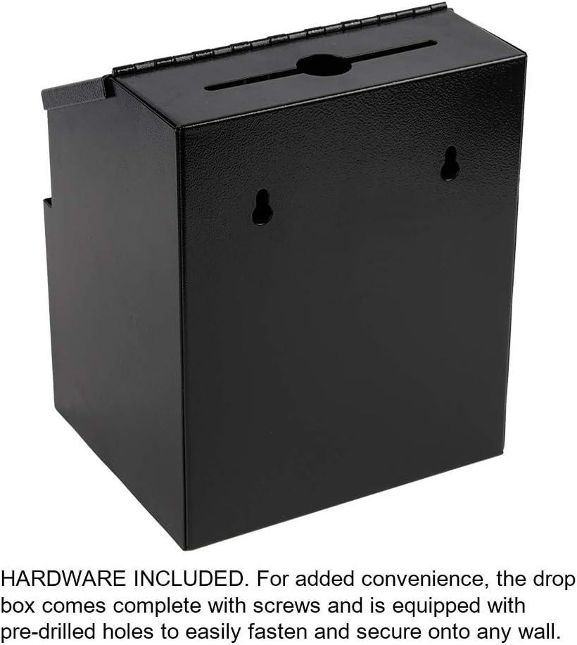 KYODOLED Metal Suggestion Box with Lock Wall Mounted Ballot Box Donation Box Key Drop Box with 50 Free Suggestion Cards 8.5H x 5.9W x 7.3L Inch Black : Office Products