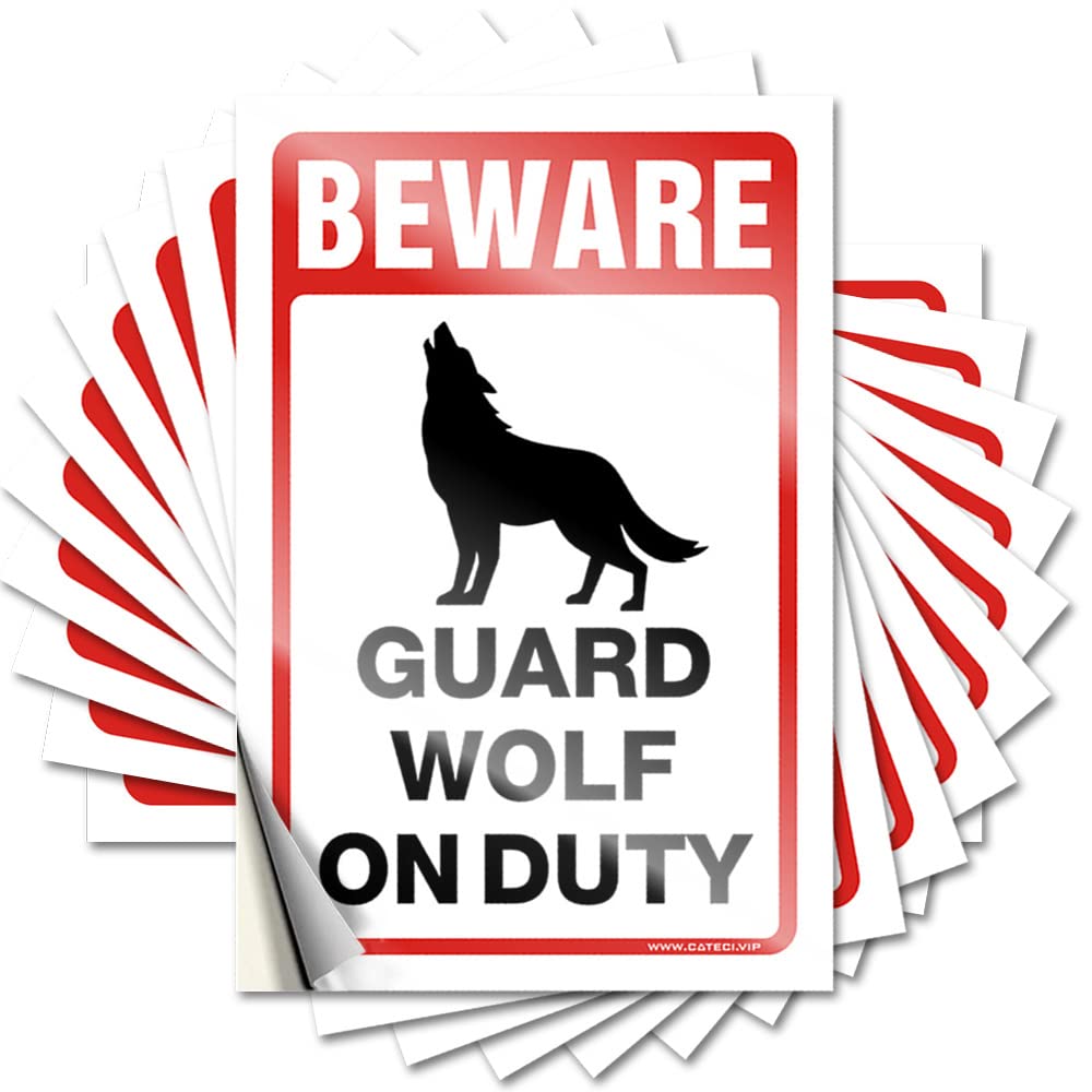 JNBT Zoo Animal Decals Garage Decor For Man - Teacher Appreciation Bulk Beware! Guard Wolf On Duty: Fade Resistant Funny Bumper Stickers Cars(6X9CM-10Pcs)