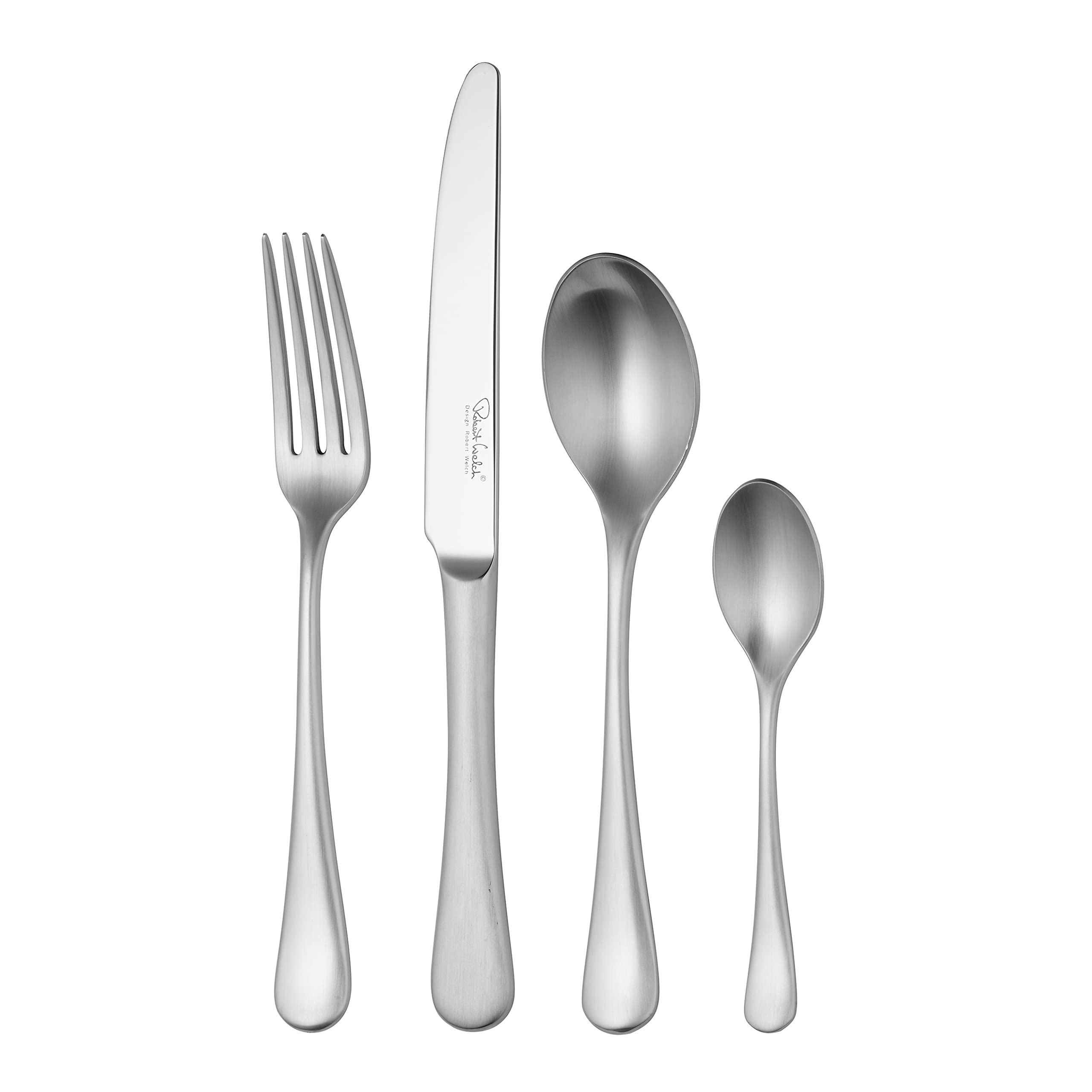 Robert Welch Silver Radford Satin, 24 Piece Cutlery Set For 6 People. Made From Stainless Steel. Dishwasher Safe.