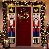 AMOR PRESENT Nutcracker Banner, Life Size Nutcracker Porch Sign for Indoor Outdoor Yard Garden Christmas Party Decoration