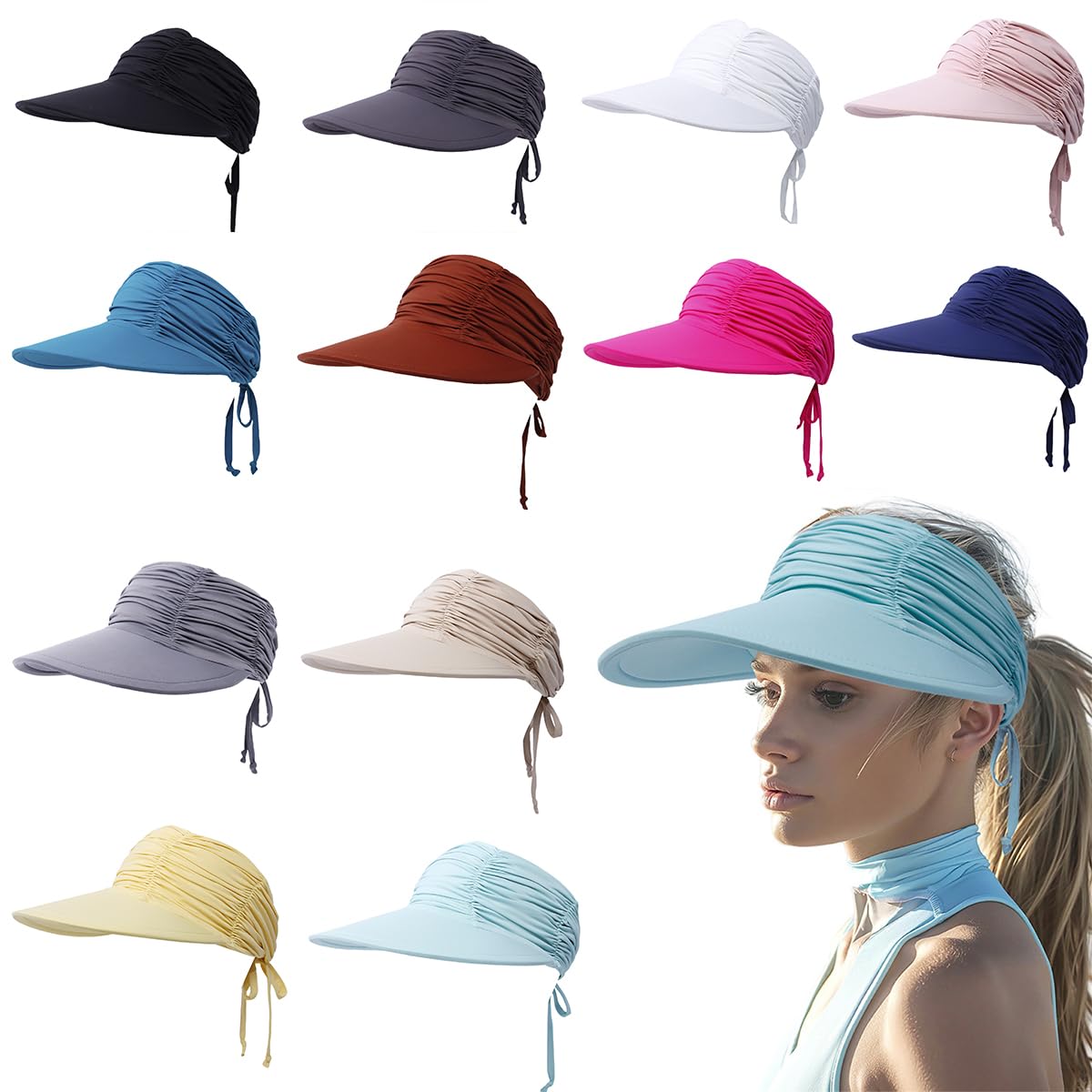 Outdoor Sun Visor damski kapelusz przeciwsłoneczny, szerokie rondo, damska czapka sportowa, kapelusz plażowy, daszek przeciwsłoneczny
