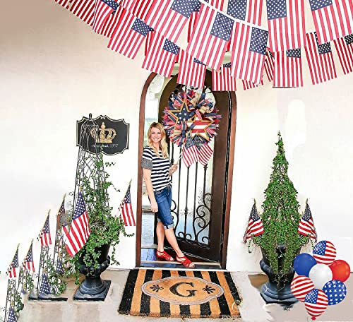 Meagkka 4Th Of July Wreath, Americana Wreaths Memorial Veterans Day Handmade Garland For Front Door Porch Wall Window Decor 15Inch #TOP6