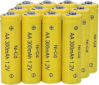 FULIN 12 Packs 1.2V AA 300mAh Ni-Cd Rechargable Batteries for Solar Lights,Lawn Landscape Lighting(AA Size)