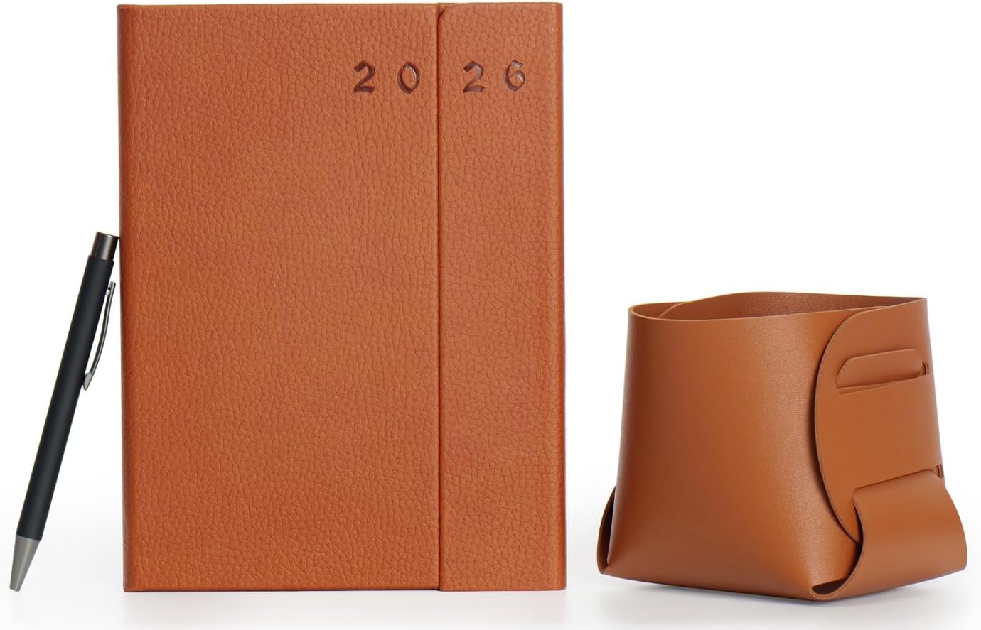 Mahavir Power Diary 2021 - A5 Size - One Day to a Page New Year Diary with Magnetic Flap Closure – 440 Pages – Textured PU Leather Cover Material - (Tan Brown)