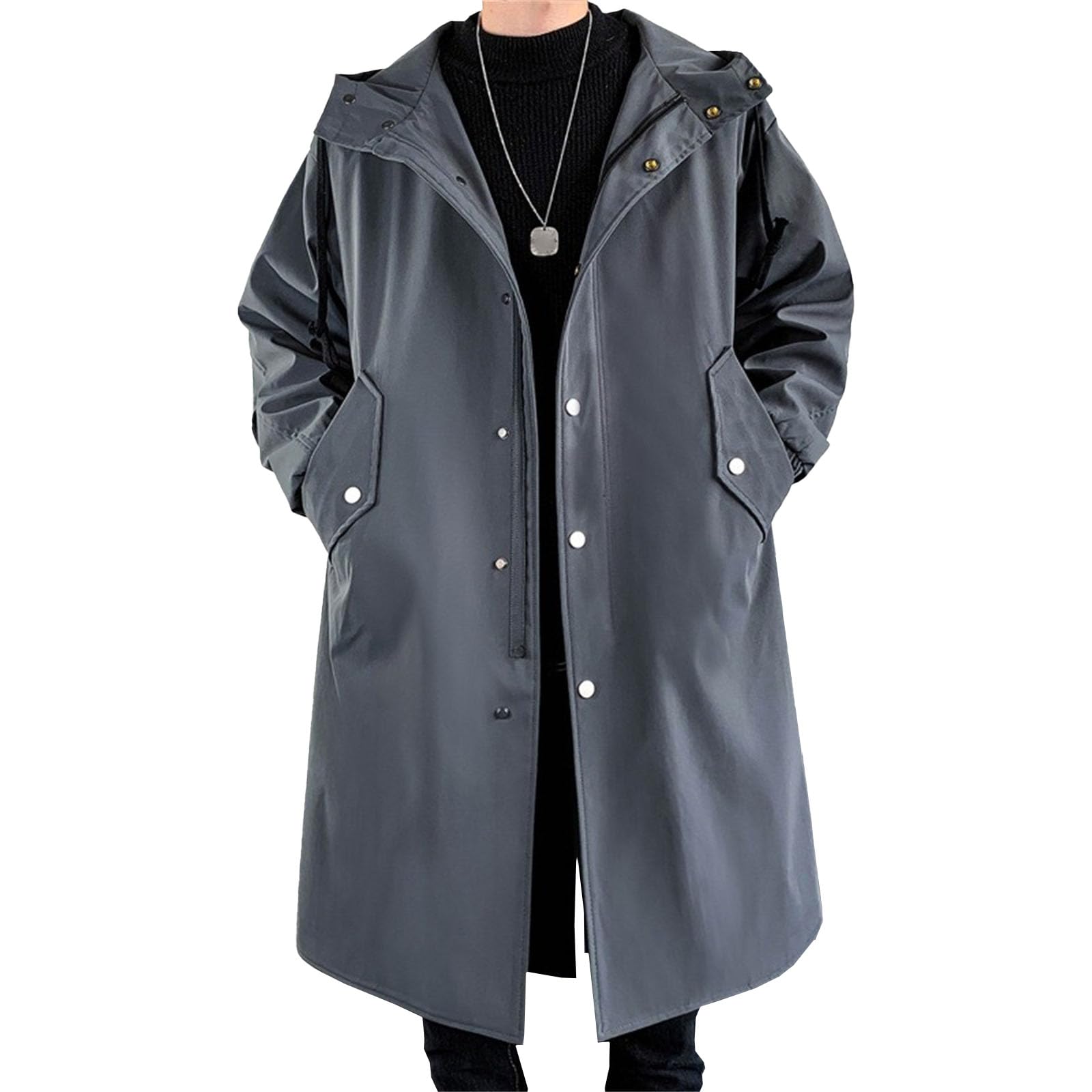 Giacca casual da uomo, giacca leggera da safari uomo, con bottoni, in cotone, militare, esterno, a maniche lunghe