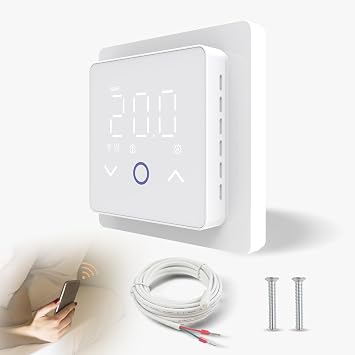 Upgrade Smart Thermostat for Electric Underfloor Heating, WiFi Wireless RoomThermostat, Screen-Off Function Programmable thermostat Compatible with Amazon Alexa Google Assistant 230V White