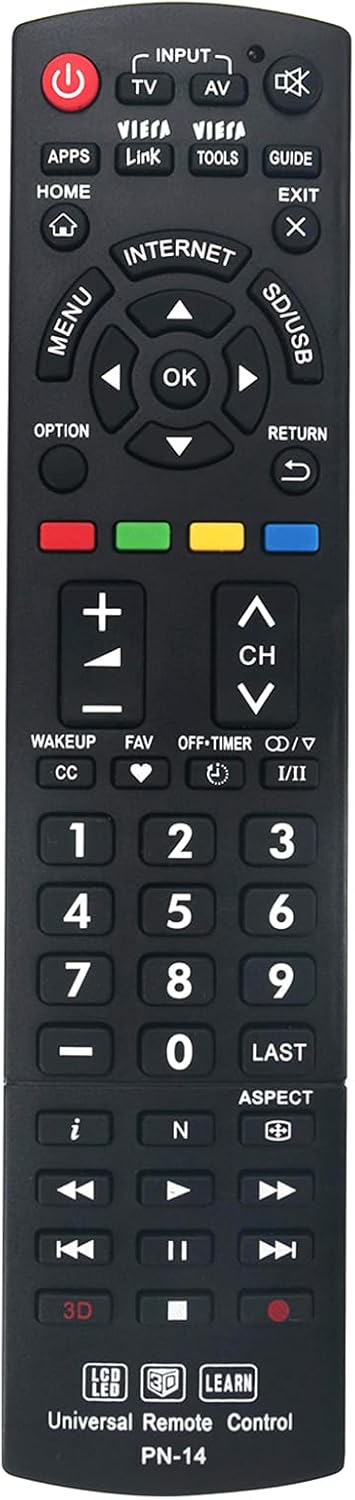 AULCMEET RC-42129 Télécommande De Remplacement Compatible Avec PANASONIC 3D Smart LED TV TX-55FX550B TX-55FX555B TX-65FX560B RC-42129 TX-32GS350E TX-43HX580E TX-43HX580EZ TX-43HX582E TX-43HX585E