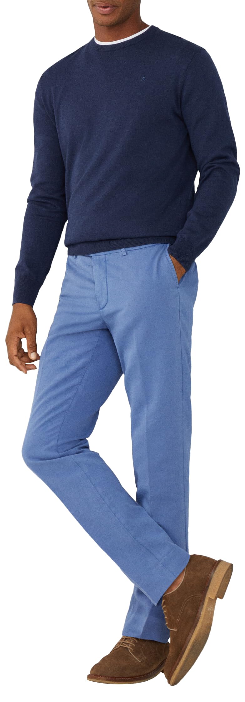 Hackett London Men's GMD Texture 5Pkt Trouser, Blue (Avio), 42W/30L