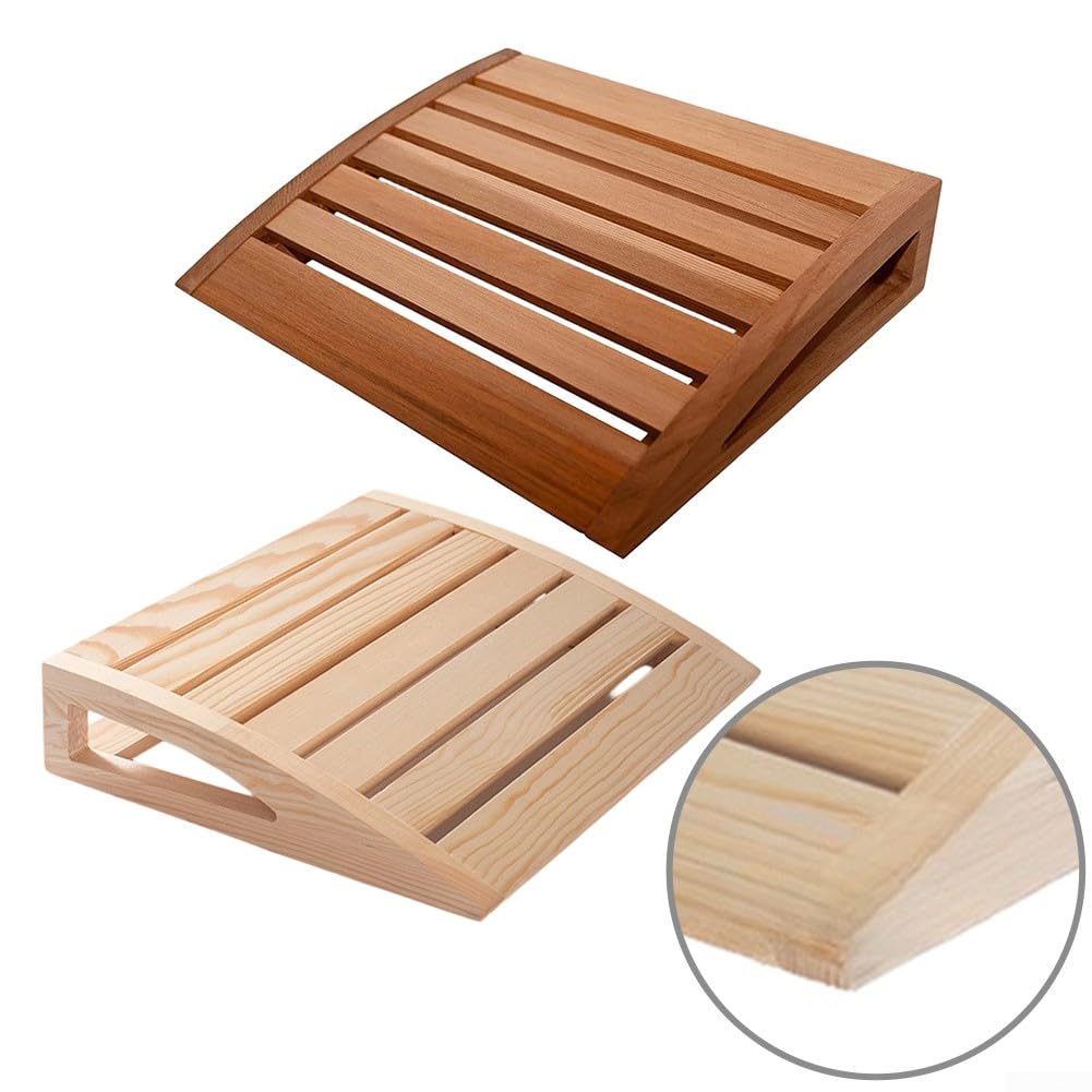 Holz Sauna-Kopfstütze, Ergonomische Saunakopfstütze Holz, Sauna Kopfstütze Kopfteil Rückenlehne gebogen, Nackenstütze Beinauflage Rückenlehne Rückenstütze Saunazubehör, 31 x 38 x 7 cm(B)