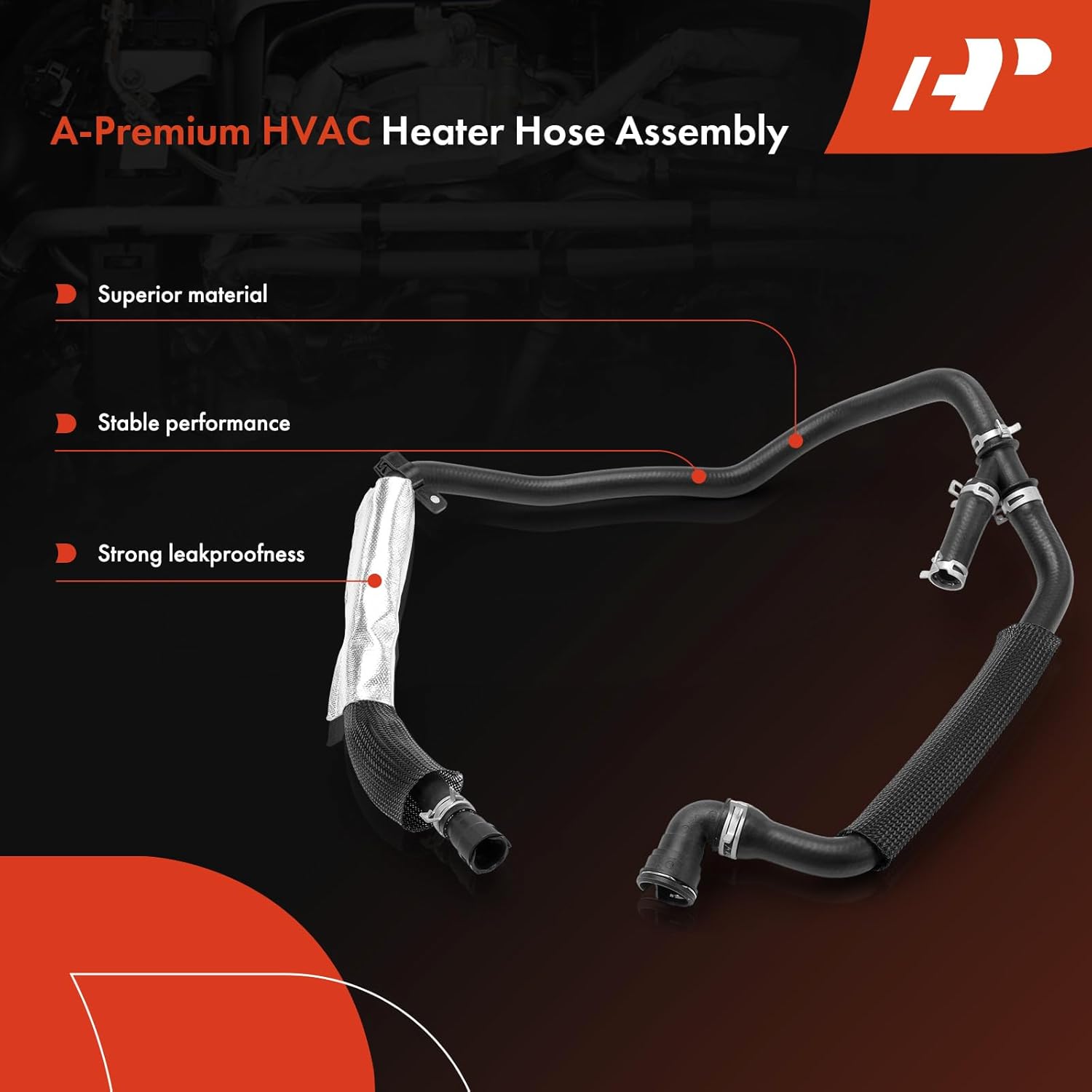 A-Premium Outlet HVAC Heater Hose Pipe Line Assembly with Clamps, Heat Shield & Protective Sleeve Compatible with Ford F-150 F150 2011 2012 2013 2014 3.5L