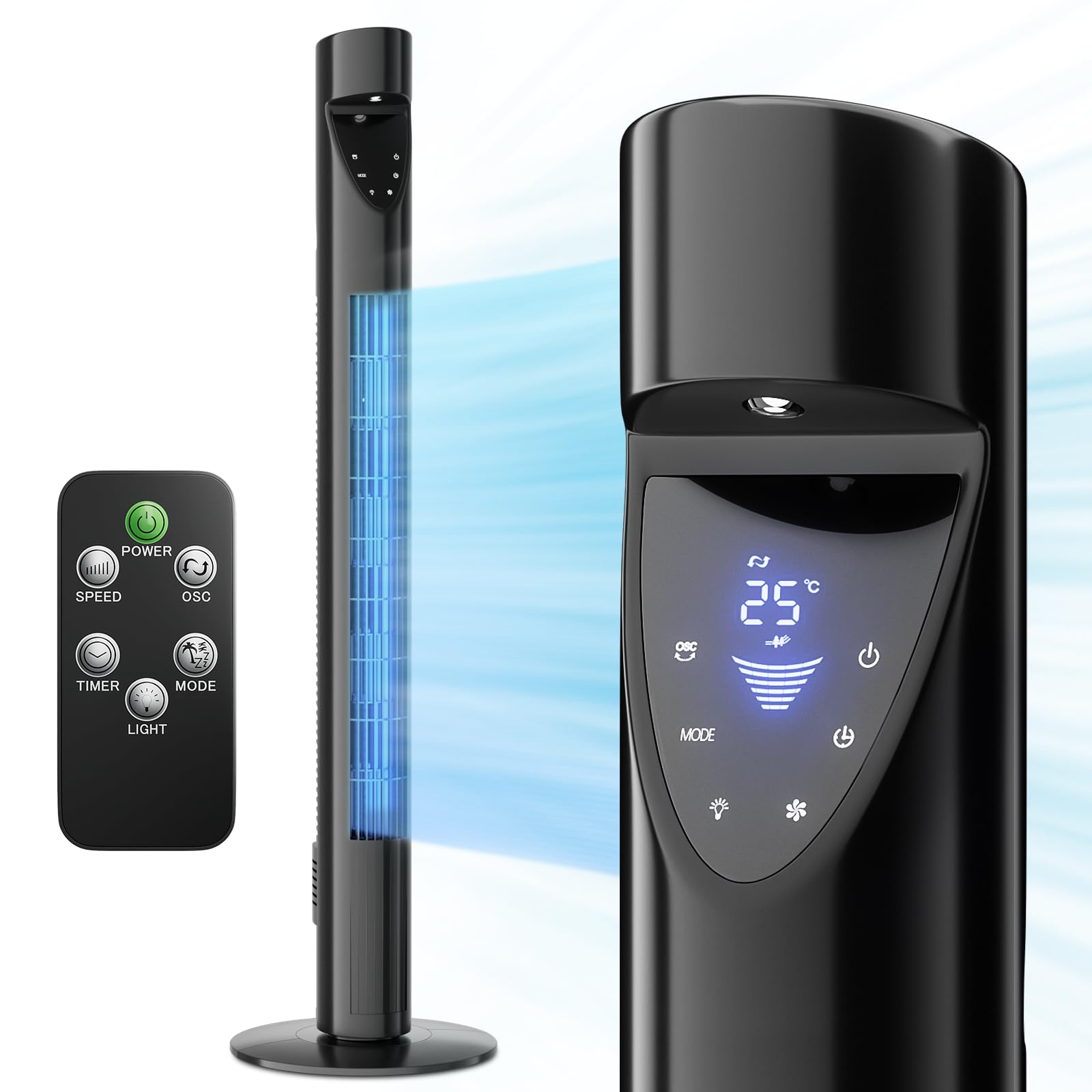 Tower Fan With Remote Athena Collection Oscillating - Quiet, 3 Speeds ...