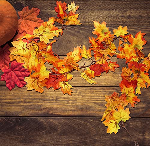 Joyin 240 Pcs Assorted Artificial Maple Leaves Mixed Fall Colored Fake Leaves With 5.5 Feet Long Maple Leaf Garland For Thanksgiving Decorations Wedding Events Decor #TOP3