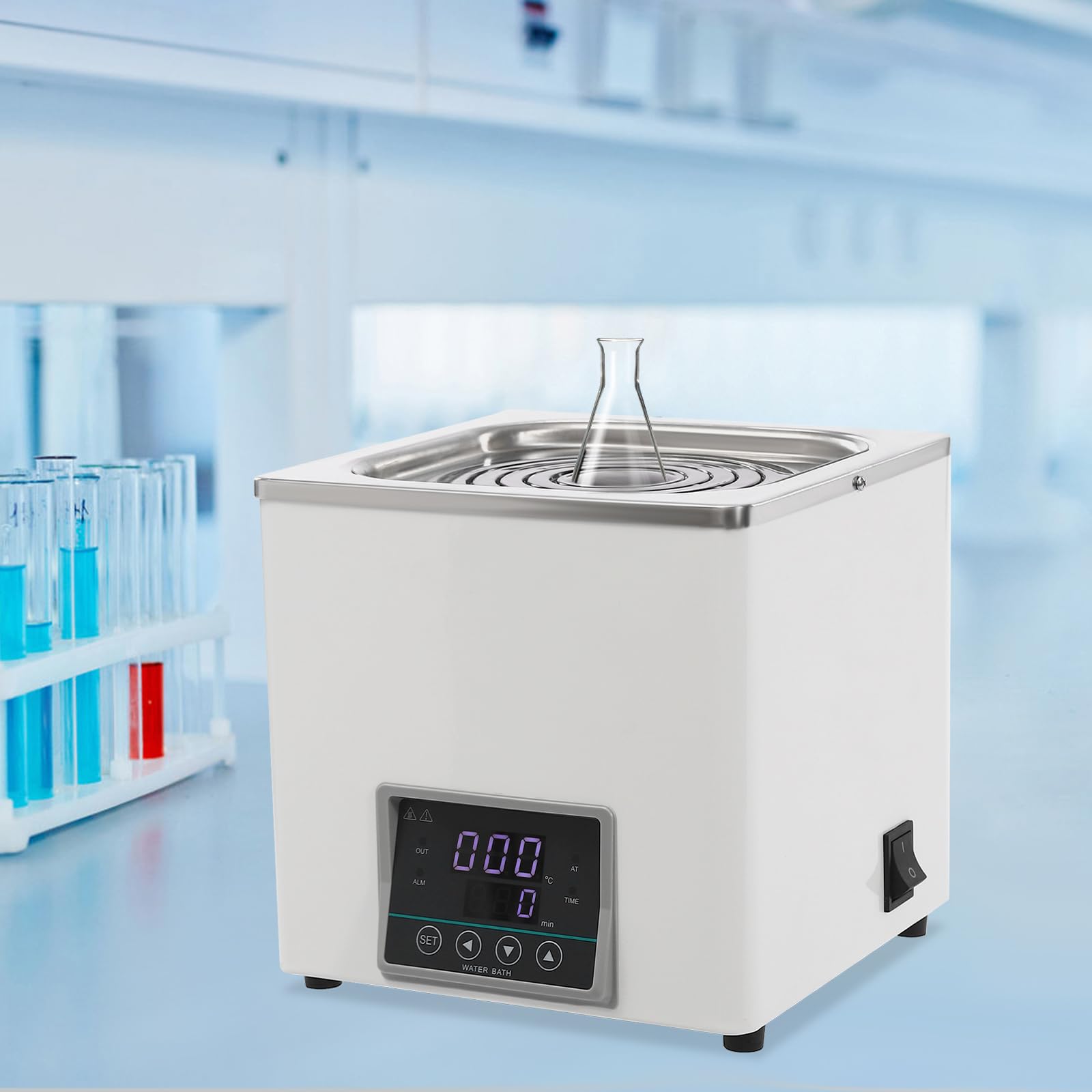 300W 3L Elektrische Wasserbadheizer mit Edelstahl Heizungsrohr, 0-100℃ Temperatur-Einstellung Laborbäder Wasserbäder Wasserbad Topf mit LED-Bildschirm, Thermostatisches Wasserbad mit mit Timerfunktion