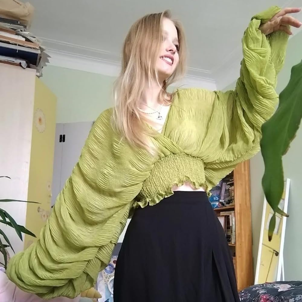 Bell Sleeve Tops for Women Crop Top Dressy Tops for Evening Party - Image 3