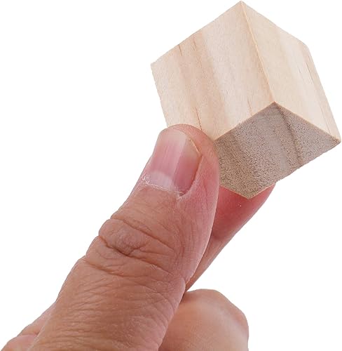Miniatura 4 de Tosnail Paquete de 150 cubos de madera sin terminar de 1 pulgada, bloques de madera en blanco para hacer manualidades