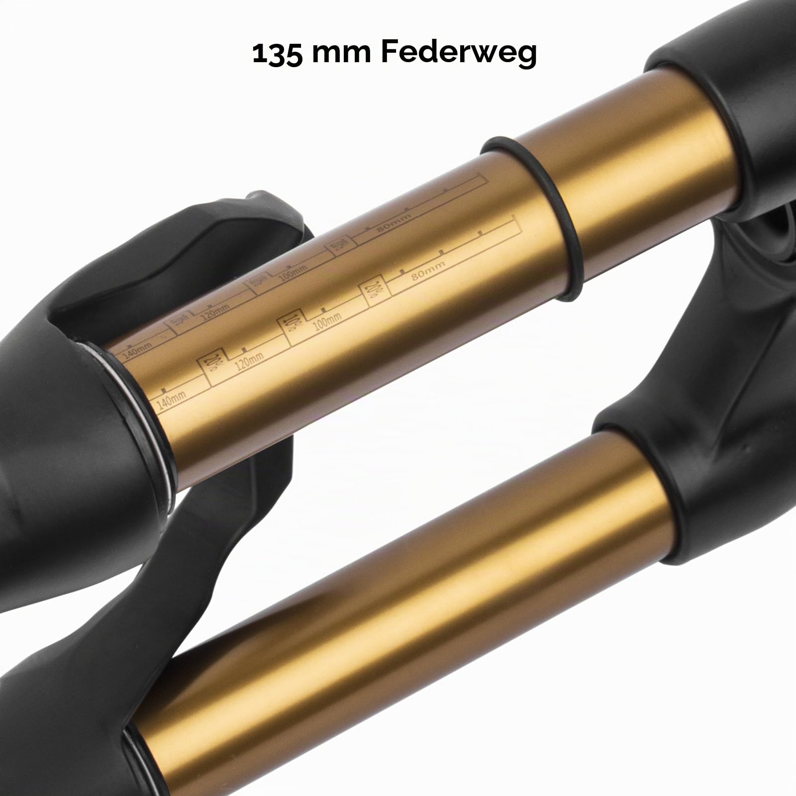 BOLANY 20/24 Zoll Fahrrad-Federungsluftgabel 28,6 mm (1-1/8 Zoll) * 220 mm Gewindelose Gerade-Gabelschaft 9 mm MTB-Vorderradgabel 100/135 mm Federweg
