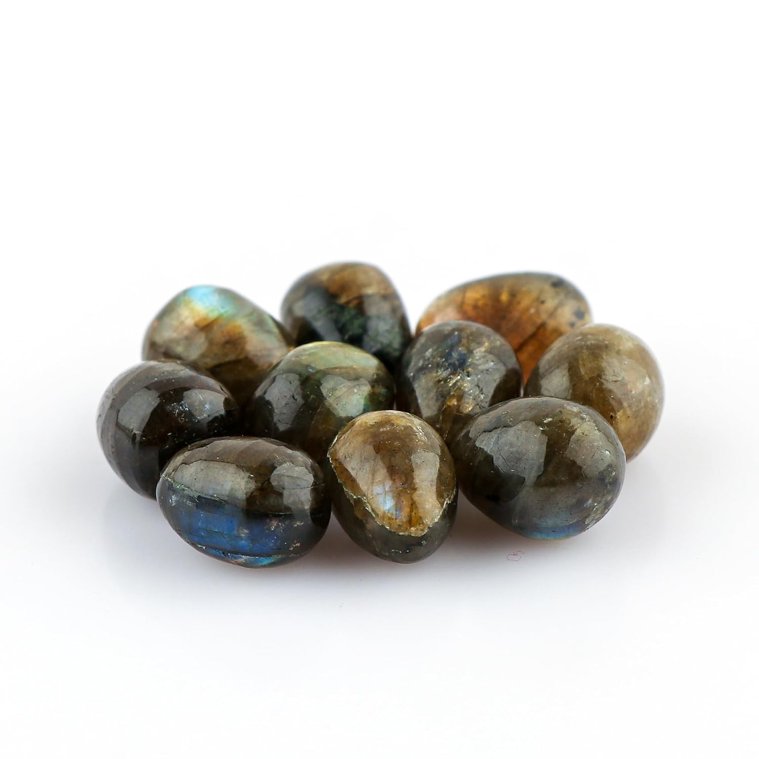 CRYSTALIS 10pcs Natural Labradorite Eggs 10mm+, Loose Gemstone, Wholesale Bulk Cabochons, Jewelry Making Supply, Chakra Healing Polished Stones, Wire Wrapping, DIY, Gem Collection - Image 2