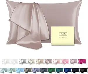 Mulberry Silk Pillowcase for Hair and Skin Pillow Case with Hidden Zipper Soft Breathable Smooth Cooling Silk Pillow Covers for Sleeping (Apricot Gray, King(20"X 36"))
