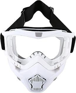 LJDJ Motorcycle Goggles with Removable Face Mask - Dirt Bike ATV Motocross Eyewear Anti-UV Adjustable MX Riding Offroad Cy...