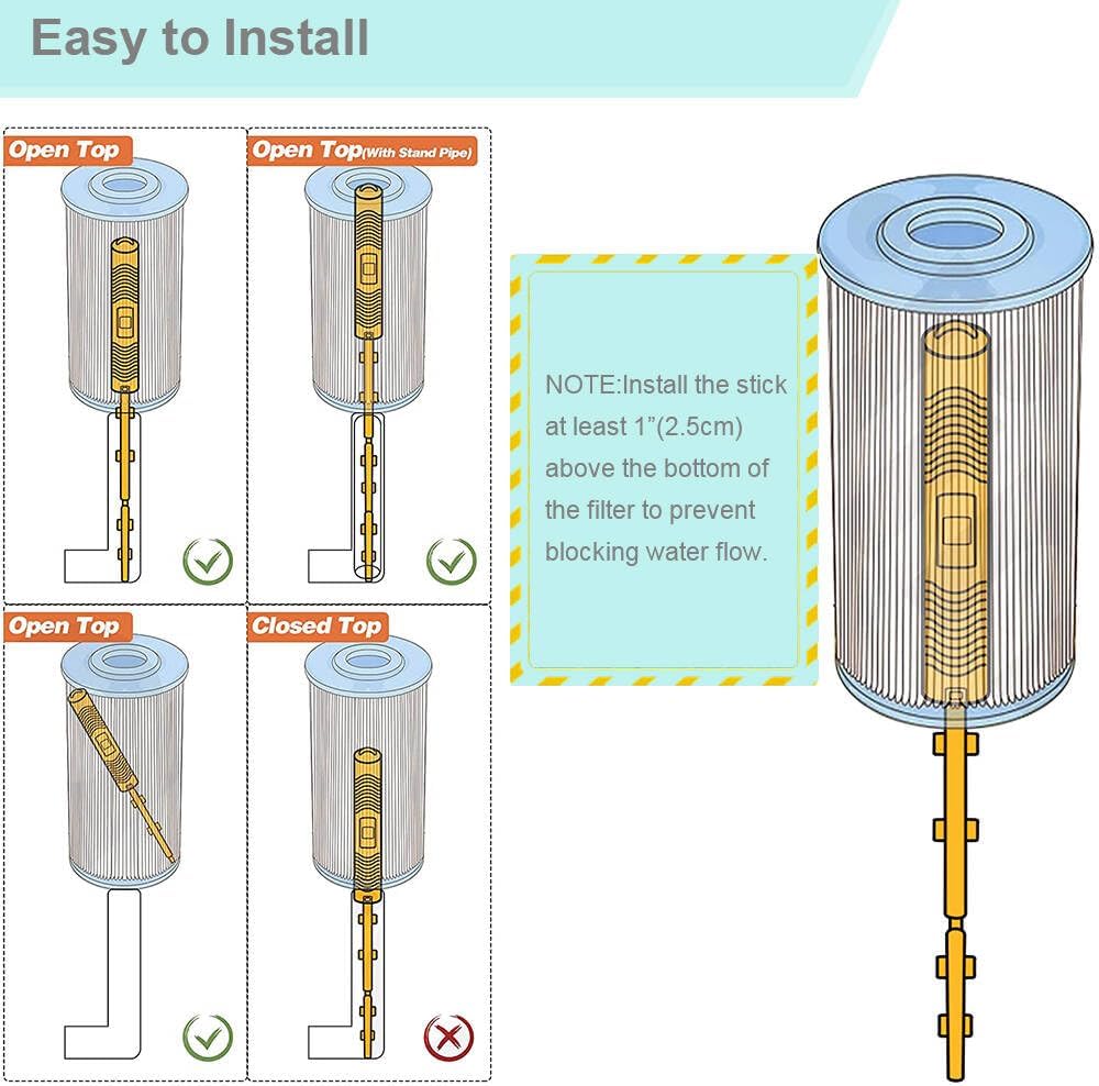 Spa in-Filter Mineral Sticks Parts for Hot Tub Filter Cartridge with 4 Months Lifetime Universal for Pool&Hot Tub to Keep Water Clear(Yellow,4PCS)