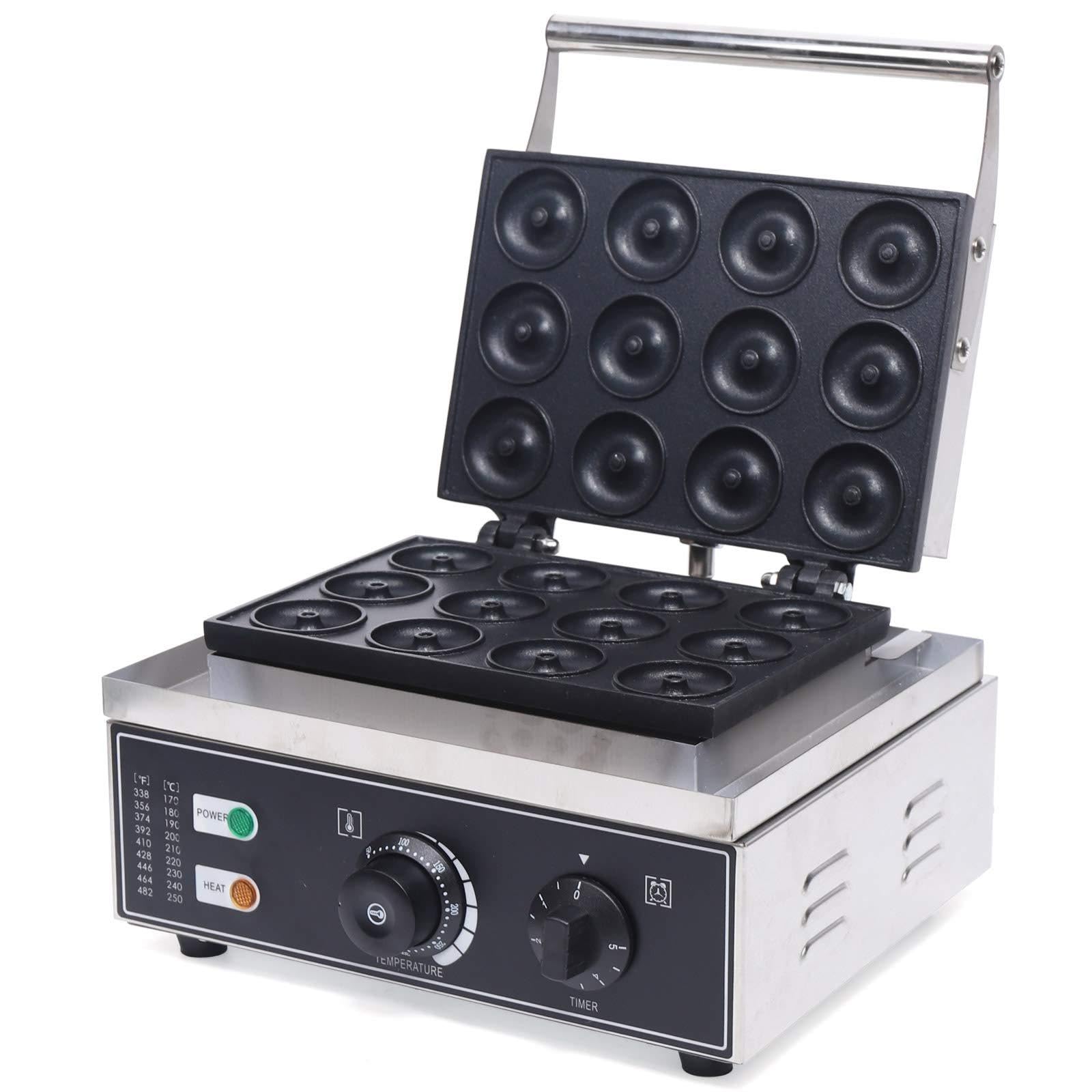 Machine à Donuts électrique Machine à Mini Beignets Gaufrier 12 Grille Waffle Maker Chauffage Double Face 220v 1500W