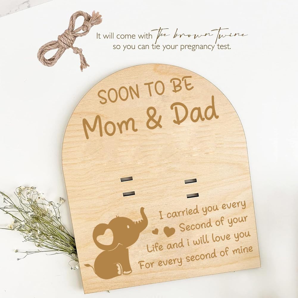 FREEBLOSS Wooden Pregnancy Announcement Sign Pregnancy Announcement for Dad Baby Reveal Ideas for Husband Hi Daddy Baby Keepsake Wooden Sign for New Dad, Elephant - Image 4