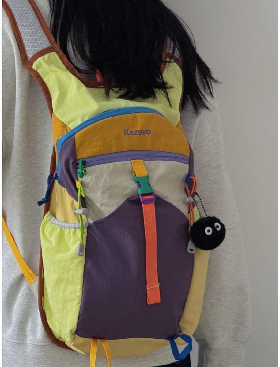 NCDUANSAN Outdoor hiking retro backpack, dopamine color, casual commuting, fashionable sports cycling lightweight design cute (green) - Image 5