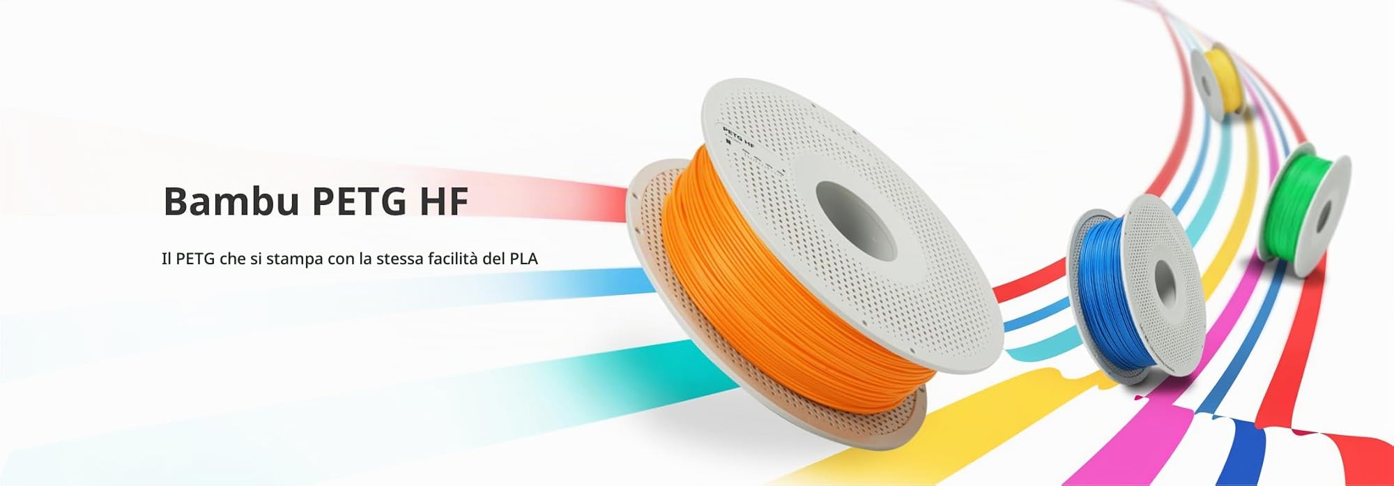 Bambu Lab - Filamento per stampante 3D PETG HF, filamento ad alta velocità da 300 mm/s, facile da stampare in PETG rapido con finitura liscia, materiale di stampa 3D, 1kg, blu