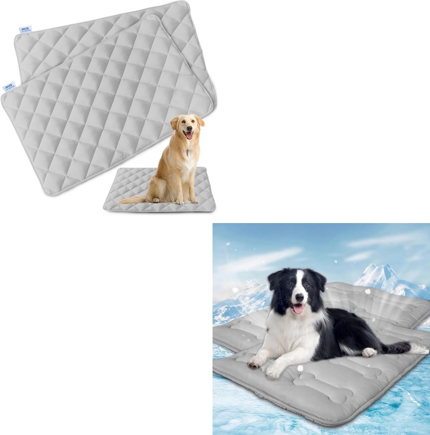 30" x 19" Dog Crate Pad and Dog Cooling Mat 2 Pack Grey