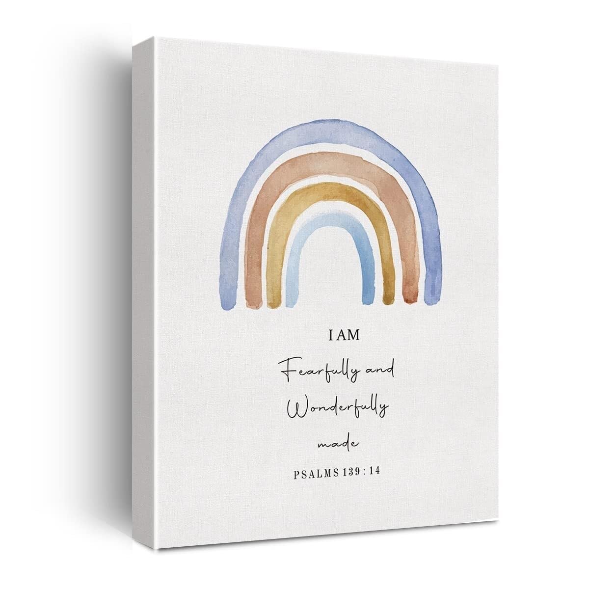 ZDVHOMCB Faith Based Watercolor Art Psalm 139：14 Canvas Print Fearfully and Wonderfully Made Inspirational Christian Home Decor Unframed,16x24inch(40x60cm)