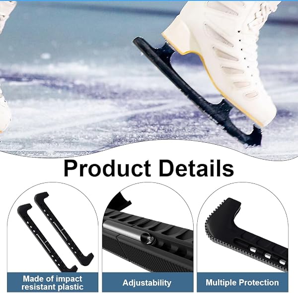 QEXUJOW Protège-lames pour patins à glace,Ensemble de 2 couvre-lames universels pour hockey sur glace, gaines rigides en PVC, ajustables - 3