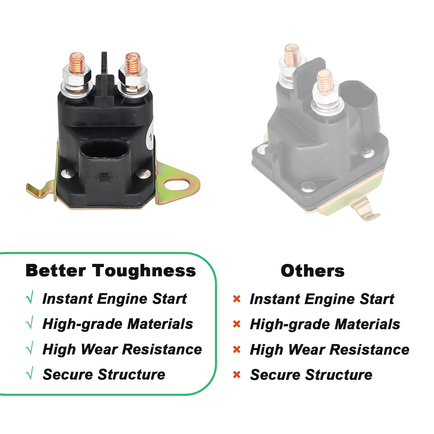 7CM-1241-212-51 Relé solenoide de arranque 12 V 2 terminales, relé de solenoides para cortacésped sustituye a 7CM124121251 05167200 1118161105 M008904-000 M008904000 compatible con Trombetta