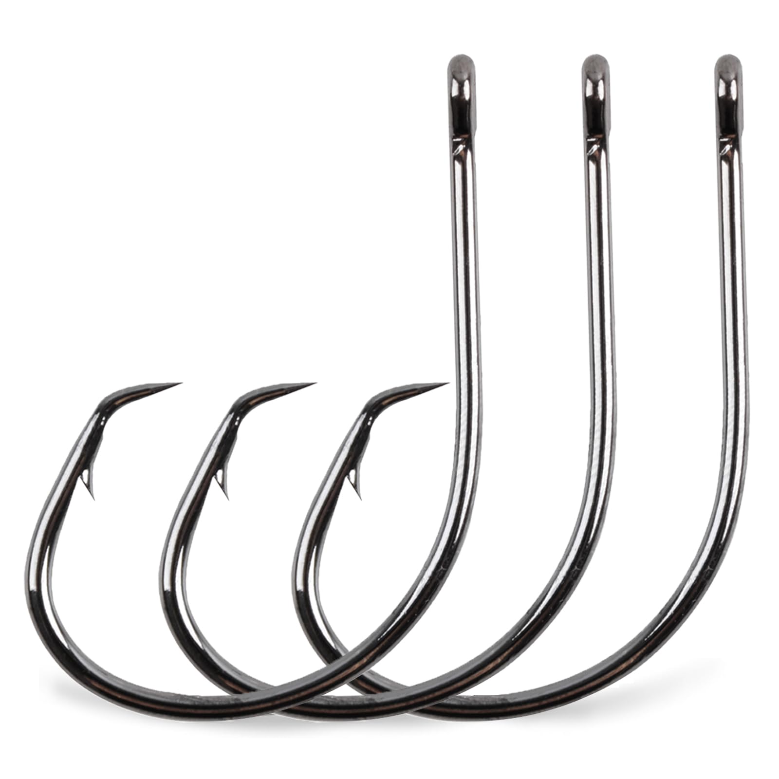 Circle Hooks Saltwater Fishing Hooks High Carbon Steel in-line Circle Hook Straight Eye Octopus Hook for Freshwater Saltwater (2/0-100pcs)